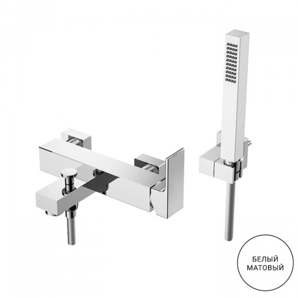Gattoni Kubik Смеситель для ванны/душа встраиваемый с ручной лейкой, цвет: bianco opaco
