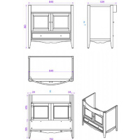 TW Veronica, База с раковиной Simas AR864bi*1 90*56см, с 1отв., 2 распашные дверки+1 выдв.ящик,  доводч. Blum, ручки: Riflesso бронза, цвет: TORTORA