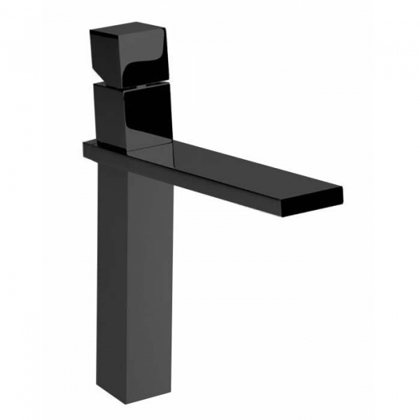 Bossini Cube Смеситель для раковины, на 1 отв., высокий с заглушкой 1”1/4, цвет: черный матовый