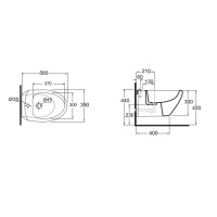 AZZURRA CLAS+ Биде подвесное 56x38.5см c 1 отверстием, c креплением KIT 2000 CF, цвет: белый матовый