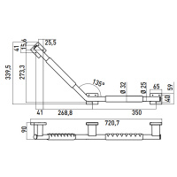 EMCO System2 Поручень изогнутый, корпус черный, правый, 135°, подвесной, цвет: хром