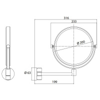 EMCO Pure Зеркало косметическое, Ø200мм, настенное, одинарный, 3x кратное увеличение, подвесной, цвет: хром