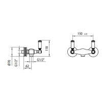 Bossini Liberty Смеситель для душа, настенный, цвет: античная бронза