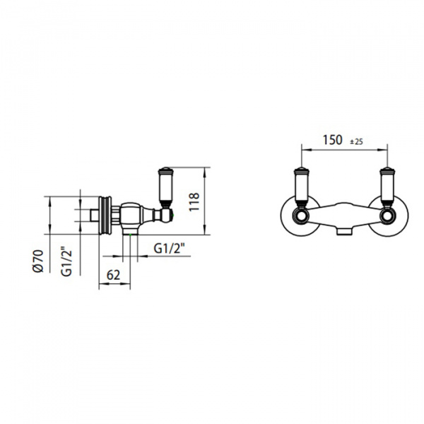 Bossini Liberty Смеситель для душа, настенный, цвет: античная бронза