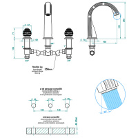 THG Marquise porcelaine blanche Смеситель для ванны, 3 отв., цвет: хром/платина/белый фарфор