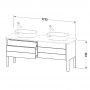Duravit Luv База напольная, с 2 выдв. ящиками, каменной столешницей и раковинами, 743x1788x570, цвет: каменно-серый шелковисто-матовый