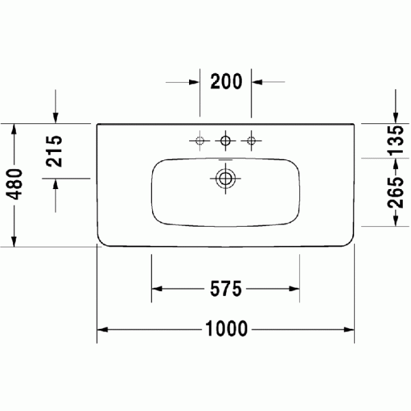 Duravit DuraStyle Раковина 100х48 см, 3 отв., цвет: белый