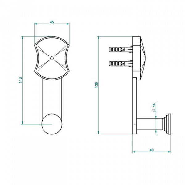 THG Infini white porcelain Крючок, подвесной, цвет: хром