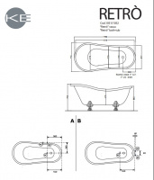 Kerasan Retro Ванна new отдельностоящая, 170х77/66см, глубина ванны 44,5см