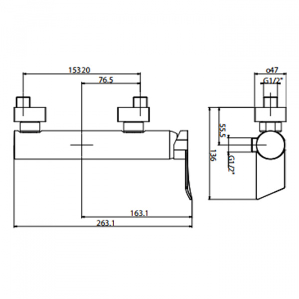 Gattoni Soffio Смеситель для душа, однорычажный, выход снизу, цвет: хром