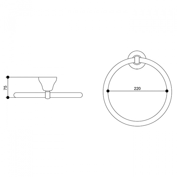 Bongio Axel Полотенцедержатель-кольцо 22см., подвесной, цвет: золото 24к.