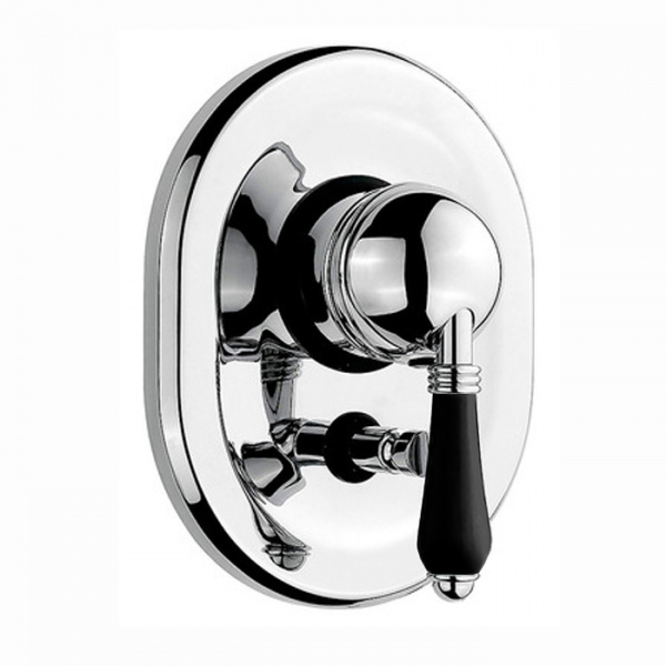 Nicolazzi Ceramica Nera Встраиваемый смеситель для душа с переключением, 2 источника, ручки черная керамика, цвет: хром