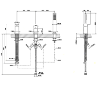 Gessi Rettangolo Смеситель для ванны на 3 отверстия, с переключателем и ручным душем, без излива, цвет: хром