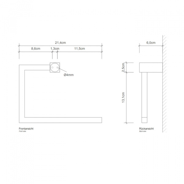 Decor Walther Corner HTR Полотенцедержатель кольцо 21.4см., подвесной, цвет: золото