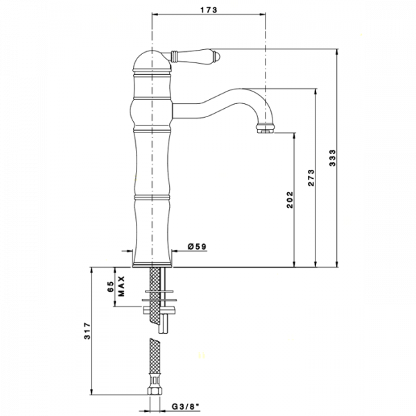 Nicolazzi P.m. Blanc Смеситель для раковины высокий однорычажный, ручки белая керамика, цвет: хром