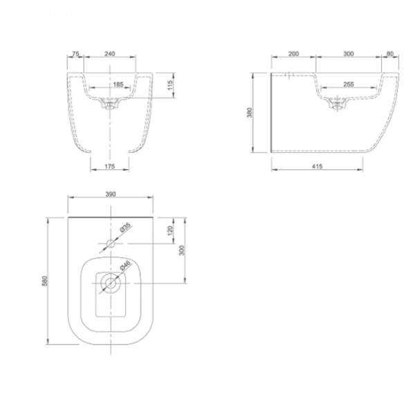 KNIEF Pride Биде подвесное 52х39х33см с 1 отв под смеситель, цвет: белый матовый
