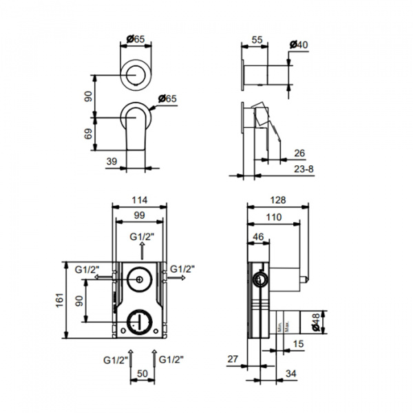 Fantini Myo Смеситель для душа, встраиваемый, цвет: хром