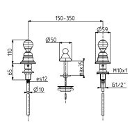 Carlo Frattini Elizabeth Chic Cмеситель на биде на 3 отверстия, ручки Swarovski, цвет: хром