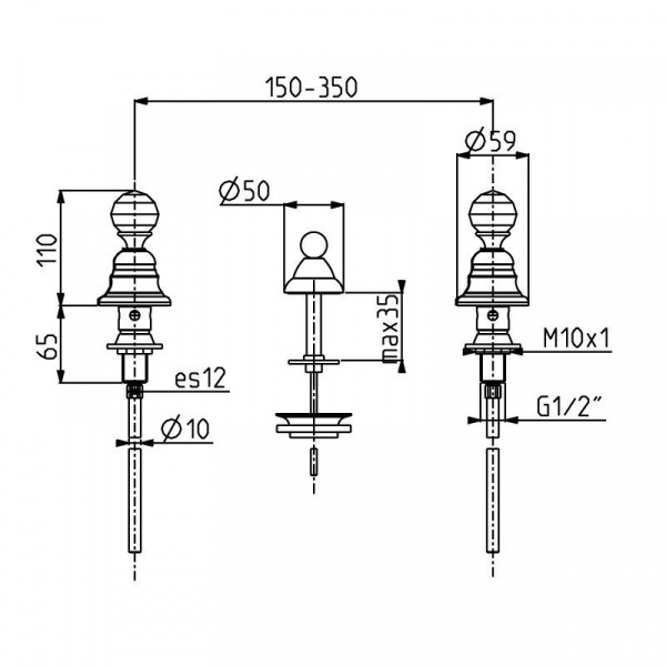 Carlo Frattini Elizabeth Chic Cмеситель на биде на 3 отверстия, ручки Swarovski, цвет: хром