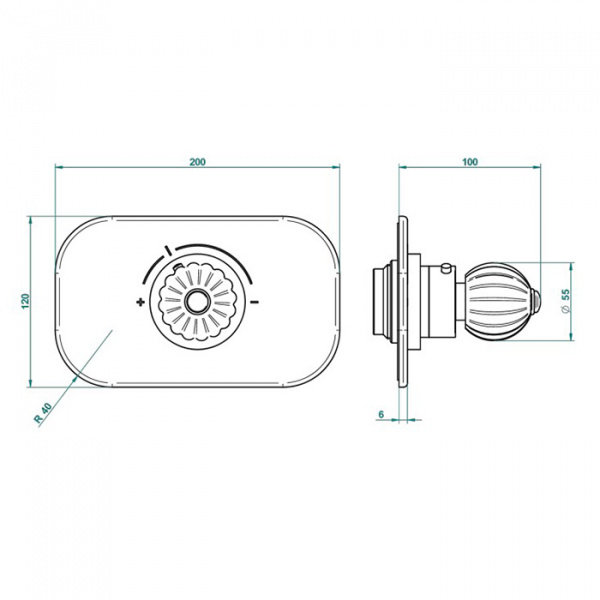 THG Mandarine metal Смеситель для душа встраиваемый, термостатический, внешняя часть, цвет: хром/золото