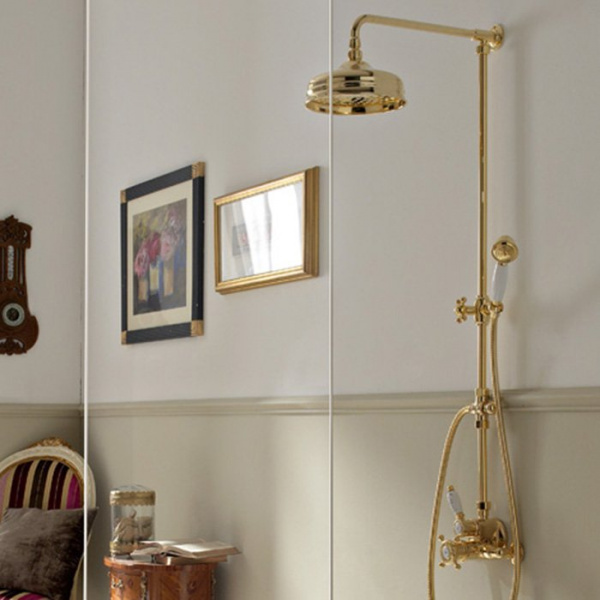 Sbordoni Londra Термостатический смеситель для душа на 3 отверстия, верхний душ 30см, цвет: глянцевая латунь
