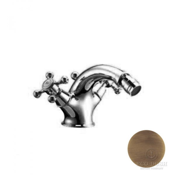 HUBER Victorian Смеситель двухвентильный для биде на 1 отверстие с донным клапаном, цвет: бронза