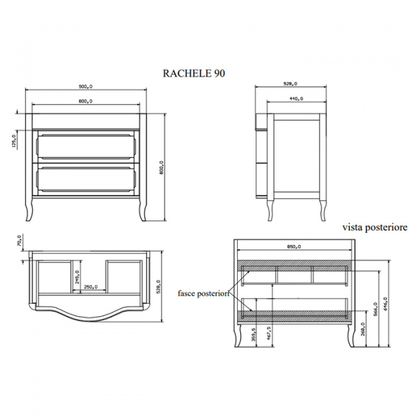 EBAN Rachele Комплект мебели с раковиной и зеркалом, 95см, Цвет: NOCE