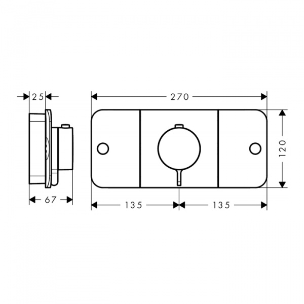 Axor One Смеситель для душа, термостатический, 2 потребителя и 1 доп. потребитель, внешняя часть, цвет: хром