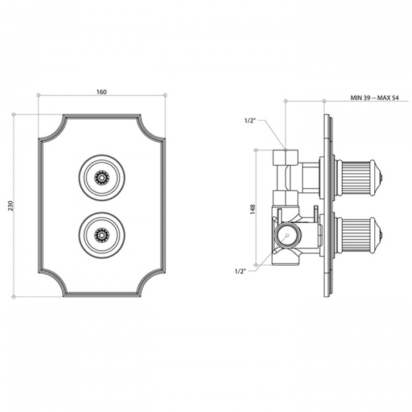 Смеситель термостатический  для душа Bongio Impero, цвет: хром/blue and red swarovski