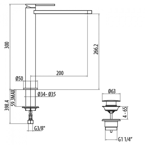 Gattoni Color Смеситель для раковины 200мм, хром
