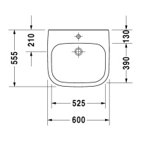 Duravit D-Code Раковина 60х55 см, 1 отв., медицинская, без перелива, цвет: белый