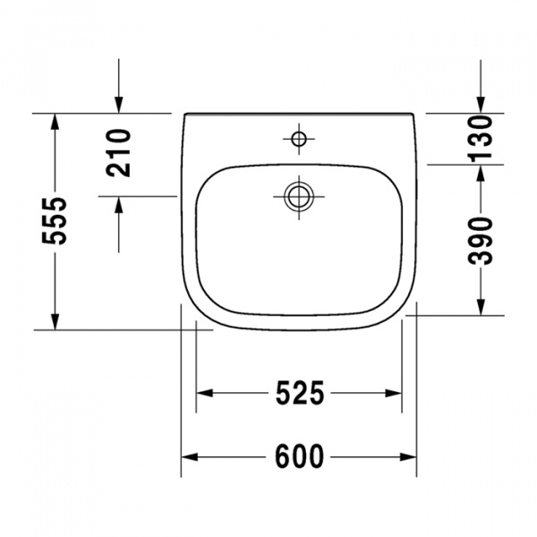 Duravit D-Code Раковина 60х55 см, 1 отв., медицинская, без перелива, цвет: белый