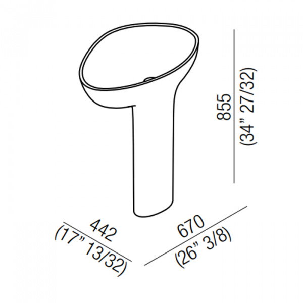 Agape Drop Раковина 67x44.2x85.5 см, без отв., выпуск в стену, цвет: белый Cristalplant