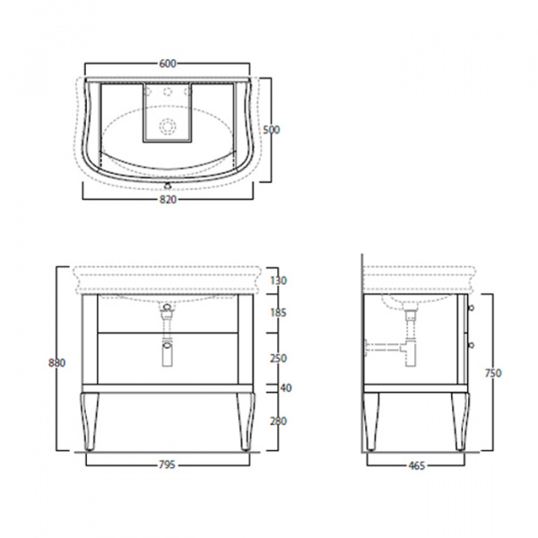 Tiffany World, Palermo 7702, Комплект мебели с раковиной, без зеркала, ручки: белая керамика, 90*54*h88см, Цвет: орех
