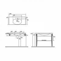 Kerasan Bentley Комплект мебели, (раковина без бортика), с ножками 80см, Цвет: темный ясень