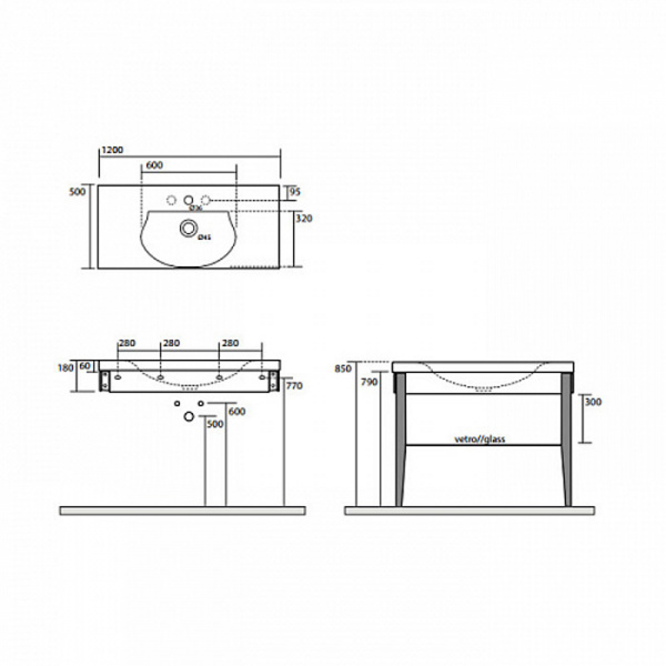 Kerasan Bentley Комплект мебели, (раковина без бортика), с ножками 80см, Цвет: темный ясень