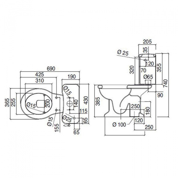 Sbordoni Palladio Унитаз моноблок 42.5х36.5см,, цвет: белый/золото
