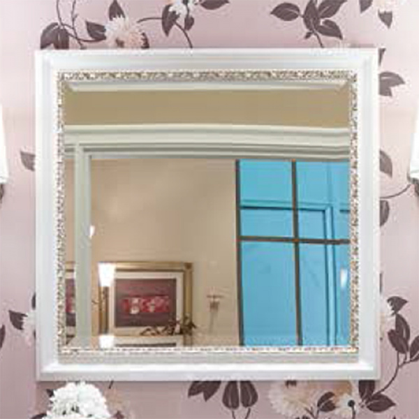 Sbordoni Зеркало NEW Canaletto квадратное, настенное 70х70 см, цвет: белый/состаренное серебро