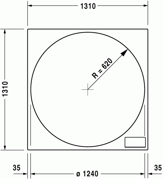 Акриловая вкладка с крышкой для гидромассажной ванны Duravit Blue Moon, 140x140