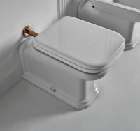 Kerasan Waldorf Унитаз напольный пристенный удлиненный &quotProlungato&quot 65х37см, цвет: белый, с креплением, СИДЕНЬЕ НА ВЫБОР, фурнитура бронза