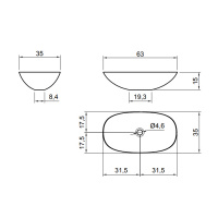 Antonio Lupi Velo Раковина 35х63 см, без отв., накладная, цвет: белый