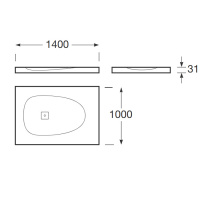 Armani Roca Baia Душевой поддон 140х100х3.1см с боковым сливом, с anti-slip, мат-л: Stonex, цвет: greige