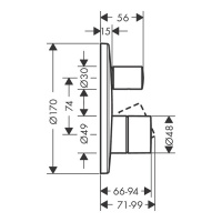 Axor Uno Смеситель для ванны, термостатический, на 2 отверстия, с крестовыми рукоятками, внешняя часть, цвет: шлифованный никель
