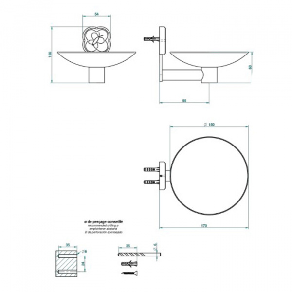 THG Capucine mauve Мыльница, подвесная, цвет: золото