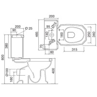 Sbordoni Romana унитаз моноблок 53.5х34см, со сливом в стену, белый