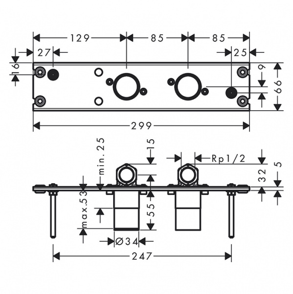 Hansgrohe Rainfinity Скрытая часть Showerpipe 360, 1jet