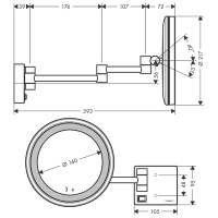 Hansgrohe AddStoris Косметическое зеркало с LED подсветкой, цвет: черный матовый