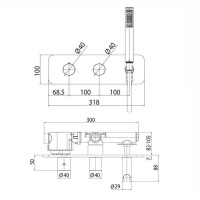 Bossini Oki Термостат высокой пропускной способности с девиатором на 2 выхода, ручной душ ZEN и шланг, цвет: хром