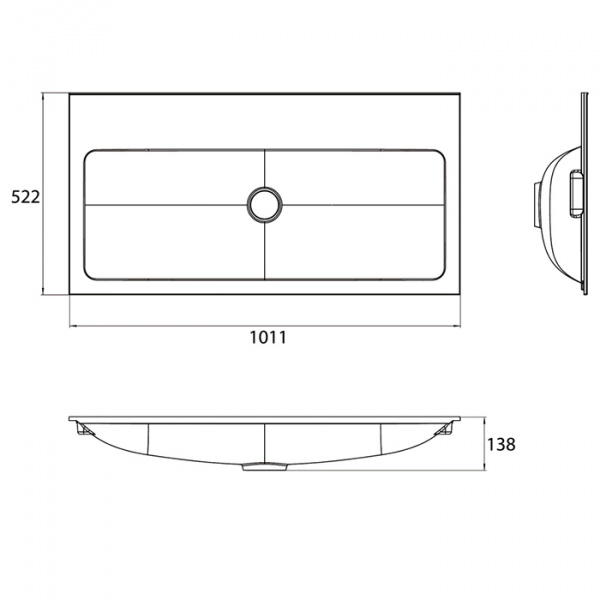 EMCO Раковина 101.1х52.2 см, 3 отв., накладная, для тумб 9583 274 20 и 9583 275 20, композит, цвет: белый