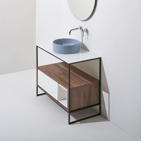 SIMAS Folio Напольная тумба 100x51x79 см с керамической столешницей. 1 ящик цвет: белый матовый/SHERWOOD